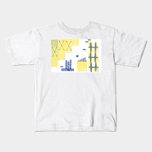 Modernist stamp landscape Kids T-Shirt